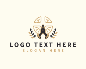 Youth Church - Hand Pray Worship Church logo design