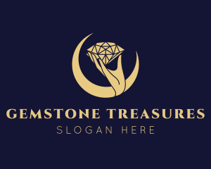 Hand Diamond Gemstone logo design