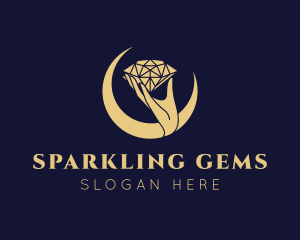 Hand Diamond Gemstone logo design