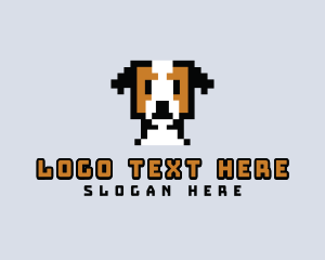 Pixelated Dog Puppy logo design