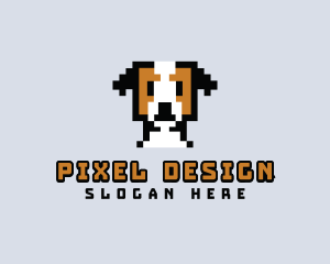 Pixelated Dog Puppy logo design