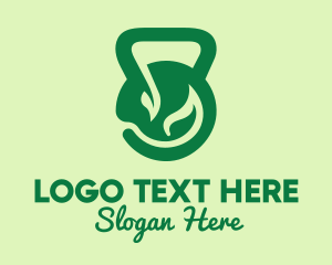 Vegan - Green Leaf Kettlebell logo design
