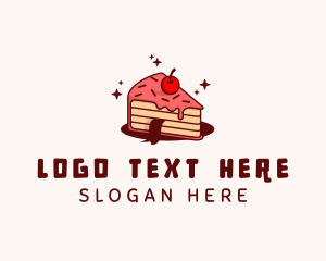 Layered Cake - Cherry Cake Slice logo design