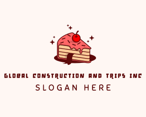 Baking - Cherry Cake Slice logo design