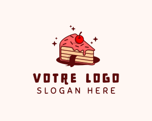 Cake Decorating - Cherry Cake Slice logo design