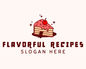 Cookbook - Cherry Cake Slice logo design