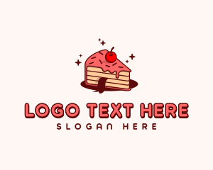 Baker - Cherry Cake Slice logo design