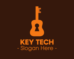 Orange Guitar Keyhole logo design