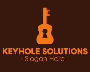 Keyhole - Orange Guitar Keyhole logo design