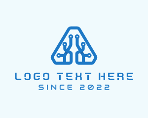 Internet - Cyber Circuit Letter A logo design