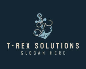 Sailing Anchor Rope Letter T logo design