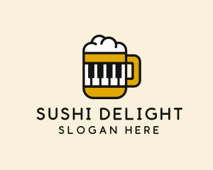 Beer Piano Music Bar  logo design