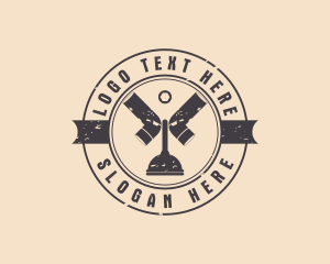 Plunger - Retro Plumbing Repair logo design