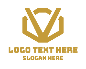 Sandblast - Gold Polygon V logo design