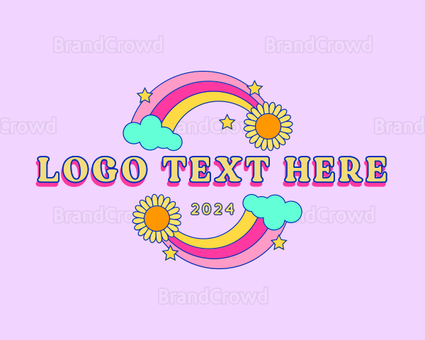 Retro Rainbow Flower Logo