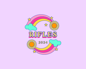 Retro Rainbow Flower Logo