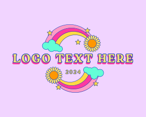 Retro Rainbow Flower Logo