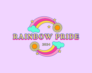 Retro Rainbow Flower logo design