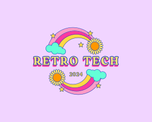 Retro Rainbow Flower logo design