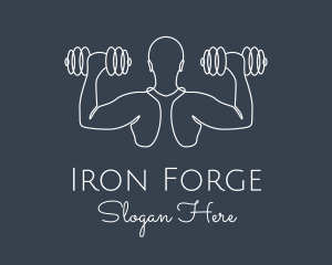 Heavy - Minimalist Body Builder logo design