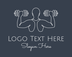 Weight Training - Minimalist Body Builder logo design