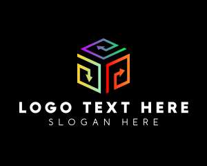 Logistics - Cube Spiral Arrow logo design