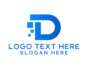 Futuristic - Digital Pixel Letter D logo design