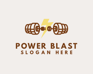 Power Outlet Barbell Lightning logo design