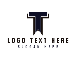 Initial - Blue Bookmark T logo design