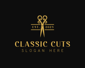 Fancy Barber Scissors logo design