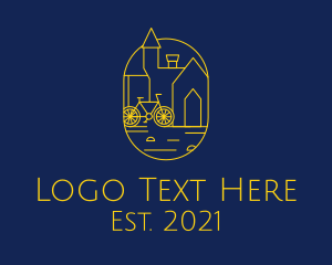 European - Golden Town Bike logo design