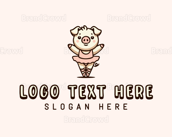 Ballerina Pig Cartoon Logo