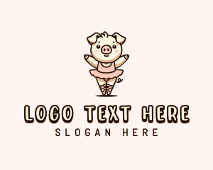 Animal - Ballerina Pig Cartoon logo design