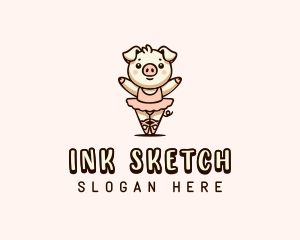 Ballerina Pig Cartoon logo design