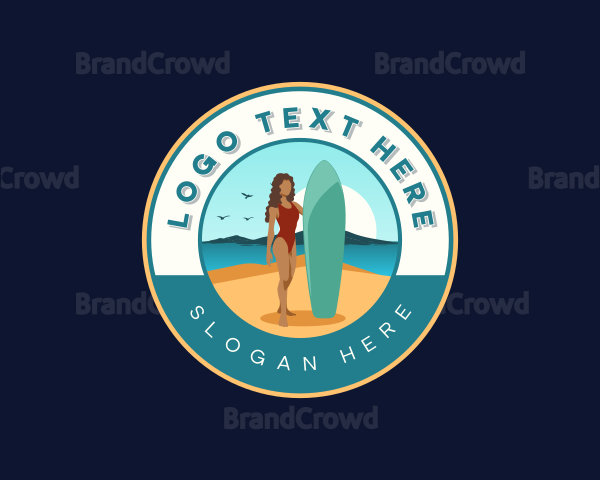 Woman Surfer Lifeguard Logo