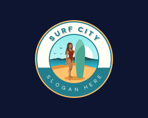 Woman Surfer Lifeguard logo design