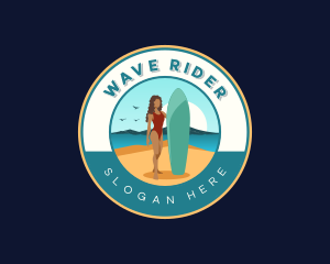 Woman Surfer Lifeguard logo design