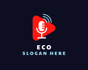 Streaming - Microphone Soundwaves Podcast logo design