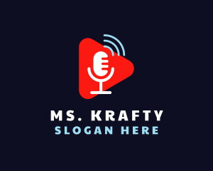 Broadcaster - Microphone Soundwaves Podcast logo design