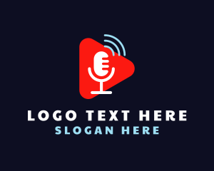 Broadcaster - Microphone Soundwaves Podcast logo design