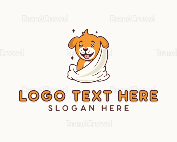 Towel Puppy Dog Grooming Logo