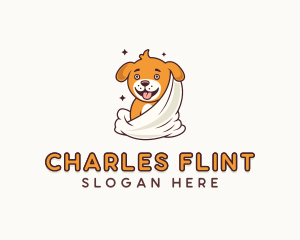 Pet - Towel Puppy Dog Grooming logo design