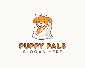 Towel Puppy Dog Grooming logo design