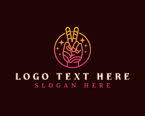 Trendy - Peace Hand Gesture logo design