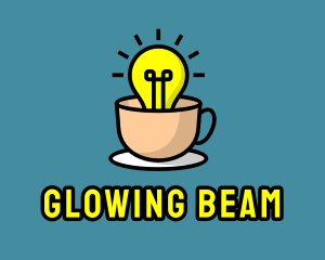 Fluorescent - Lightbulb Teacup Cafe logo design