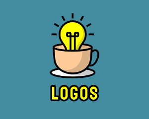 Teahouse - Lightbulb Teacup Cafe logo design