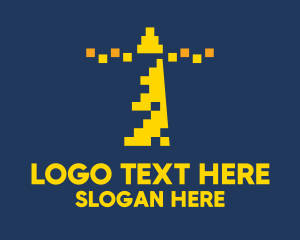 Electronics - Yellow Pixel Lighthouse logo design