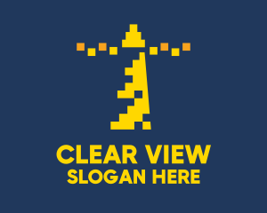 Yellow Pixel Lighthouse logo design