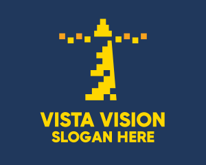 View - Yellow Pixel Lighthouse logo design