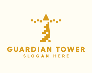 Yellow Pixel Lighthouse logo design